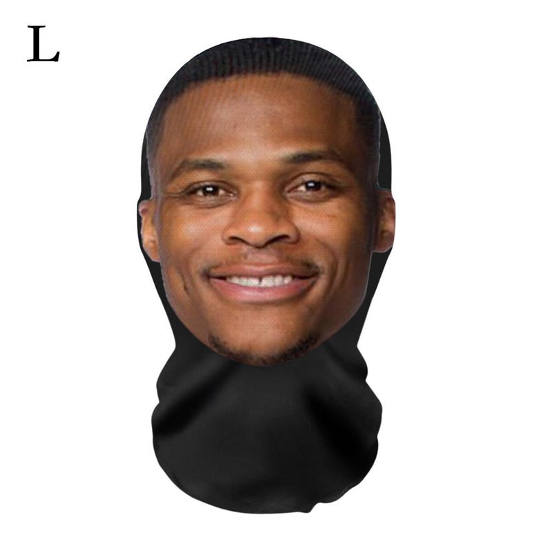 American basketball league star, 3D printed mask, made of polyester, suitable for sports.